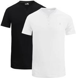 JRC 2er-Pack Herren-Henley-T-Shirts mit halben Ärmeln, leichte Henley-Oberteile für Fitnessstudio, Laufen und Freizeitausflüge (Schwarz & Weiss, L) von JRC Just Royal Clothing