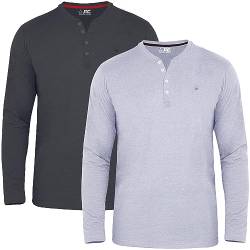 JRC 2er-Pack Herren Langarm-Henley-Shirts, leichte Henley-Oberteile für Fitnessstudio, Laufen und Freizeitausflüge (Heather Grey, Holzkohle, 2XL) von JRC Just Royal Clothing