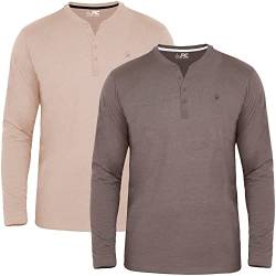 JRC 2er-Pack Herren Langarm-Henley-Shirts, leichte Henley-Oberteile für Fitnessstudio, Laufen und Freizeitausflüge (Kakaobraun & Rgby Tan, XL) von JRC Just Royal Clothing