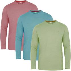 JRC 3er-Pack Herren-Langarm-Rundhalshemden, Lässige Rundhalsausschnitt-Oberteile (Salbei, Steinblau, Mouve, 2XL) von JRC Just Royal Clothing