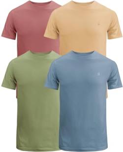 JRC 4er-Pack Herren Kurzarm T-Shirts mit Rundhalsausschnitt, Lässige Tops mit Rundhalsausschnitt (Mouve, Steinblau, Schaffell, Salbei, M) von JRC Just Royal Clothing