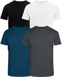 JRC 4er-Pack Herren Kurzarm T-Shirts mit Rundhalsausschnitt, Lässige Tops mit Rundhalsausschnitt (Weiß, Schwarz, Mitternacht, Holzkohle, M) von JRC Just Royal Clothing