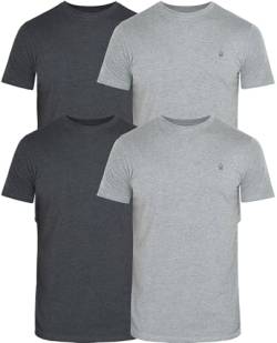 JRC 4er-Pack Kurzarm-T-Shirts mit Rundhalsausschnitt für Herren, lässige Oberteile mit Rundhalsausschnitt (Heidegrau, Holzkohle, 3XL) von JRC Just Royal Clothing