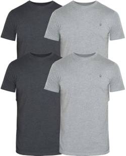 JRC 4er-Pack Kurzarm-T-Shirts mit Rundhalsausschnitt für Herren, lässige Oberteile mit Rundhalsausschnitt (Heidegrau, Holzkohle, M) von JRC Just Royal Clothing