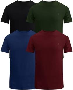 JRC 4er-Pack Kurzarm-T-Shirts mit Rundhalsausschnitt für Herren, lässige Oberteile mit Rundhalsausschnitt (Oliv, Marine, Kastanienbraun, Schwarz, 3XL) von JRC Just Royal Clothing
