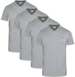 JRC 4er-Pack Kurzarm-T-Shirts mit V-Ausschnitt für Herren, lässige Oberteile mit V-Ausschnitt (Heidegrau, M) von JRC Just Royal Clothing