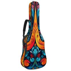 JRHEJTFZ Gitarrentasche aus wasserdichtem Oxford-Gewebe, weich mit Schaumstoff gepolstert, 99 cm, 101,6 cm, 101,6 cm, 104,4 cm, robuste Gig-Tasche für Gitarristen, buntes Blumenmuster, von JRHEJTFZ