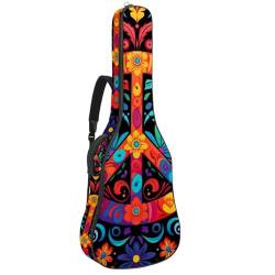 JRHEJTFZ Gitarrentasche aus wasserdichtem Oxford-Stoff, weich mit Schaumstoff gepolstert, 99 cm, 101 cm, 104 cm, 104 cm, robuste Gig-Tasche für Gitarristen, florales Totenkopf-Muster, Mehrfarbig 7, von JRHEJTFZ