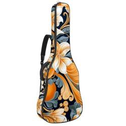 JRHEJTFZ Gitarrentasche aus wasserdichtem Oxford-Stoff, weicher Schaumstoff, gepolstert, 99 cm, 101,6 cm, 104,6 cm, 104,4 cm, robuste Gig-Tasche für Gitarristen, niedliches Blumenmuster, Orange, von JRHEJTFZ