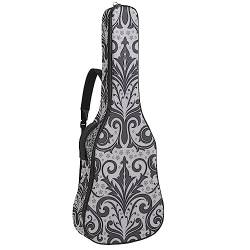 JRHEJTFZ Gitarrentasche für Akustikgitarre, langlebig und schützend, für Akustik- und E-Gitarren, 109 x 42,9 x 11,9 cm, passend für die meisten Gitarrengrößen, schöne Gänseblümchen auf schwarzem von JRHEJTFZ