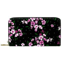 JRHEJTFZ Premium PU Leder Reisebrieftasche, minimalistische stilvolle Brieftasche für Männer und Frauen, schlanke & langlebige Karten & Bargeldhalter, kleines Blumenmuster, Mehrfarbig1, von JRHEJTFZ