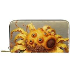 JRHEJTFZ Premium PU Leder Reisebrieftasche, minimalistische stilvolle Brieftasche für Männer und Frauen, schlanke & langlebige Karten & Bargeldhalter, niedliche Qualle mit Sonnenblume, Mehrfarbig1, von JRHEJTFZ