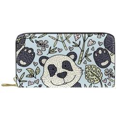 JRHEJTFZ Premium PU Leder Reisebrieftasche, minimalistische stilvolle Brieftasche für Männer und Frauen, schlanke & langlebige Karten & Geldhalter Vintage Panda Muster, Mehrfarbig1, von JRHEJTFZ