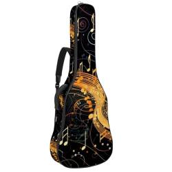 JRHEJTFZ Tasche für Akustikgitarren, Orange mit Musiknoten auf schwarzer Gitarre, große Gitarrentasche passend für die meisten Gitarrengrößen, Mehrfarbig1, 42.9x16.9x4.7 in, Modern von JRHEJTFZ