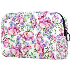 Kosmetiktasche mit Reißverschluss, geeignet für Damen, ideal für Reisen und den täglichen Gebrauch, Make-up-Organizer mit Fächern, Kulturbeutel für Herren, Blumenpflanze, Mehrfarbig 2, von JRHEJTFZ