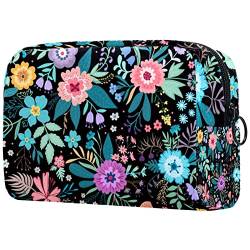 Kosmetiktasche mit Reißverschluss, geeignet für Damen, ideal für Reisen und den täglichen Gebrauch, Make-up-Organizer mit Fächern, Kulturbeutel für Herren, rosa Blumen, Mehrfarbig5, von JRHEJTFZ