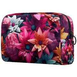 Kosmetiktasche mit Reißverschluss, geeignet für Damen, ideal für Reisen und den täglichen Gebrauch, Make-up-Organizer mit Fächern, Kulturbeutel für Herren – hübscher Druck – Blumen, Mehrfarbig 3, von JRHEJTFZ