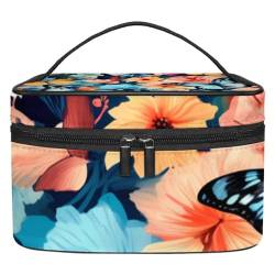 Kosmetiktasche mit Reißverschluss – leicht, große Kapazität, Make-up-Organizer, gedrucktes Design – perfekt für Damen und Mädchen, bunter Schmetterling, Mehrfarbig 2, 22.5x15x13.8cm/8.9x5.9x5.4in, von JRHEJTFZ