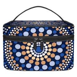 Make-up-Tasche, leichte Kosmetiktasche mit Reißverschluss, Make-up-Pinsel-Set mit Etui und Kulturbeutel für Frauen, Reisen und den täglichen Gebrauch, Mandala-Kunst-Muster, Mehrfarbig 2, von JRHEJTFZ