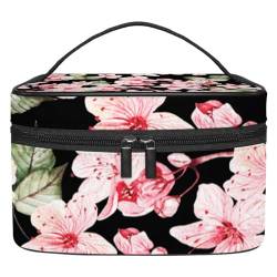 Make-up-Tasche, leichte Kosmetiktasche mit Reißverschluss, Make-up-Pinsel-Set mit Etui und Kulturbeutel für Frauen, Reisen und den täglichen Gebrauch, bunte Blumenlilien, Mehrfarbig: 10, von JRHEJTFZ