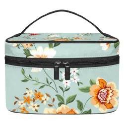 Make-up-Tasche, leichte Kosmetiktasche mit Reißverschluss, Make-up-Pinsel-Set mit Etui und Kulturbeutel für Frauen, Reisen und den täglichen Gebrauch, niedliches Blumenmuster, Mehrfarbig1, von JRHEJTFZ