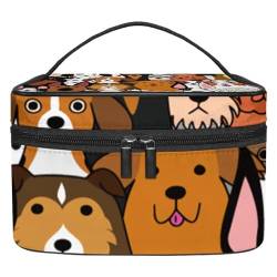 Stilvolle Kosmetiktasche – große Kapazität Make-up Fall für Damen und Mädchen – Ausflüge und Reisebedarf – ideal für Toilettenartikel, Aufbewahrungsbox mit Hundeaufdruck, niedlicher Doodle Puppy, von JRHEJTFZ