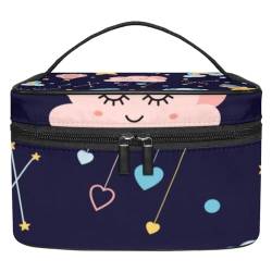 Stilvolle Kosmetiktasche – große Kapazität Make-up Fall für Damen und Mädchen – Ausflüge und Reisebedarf – ideal für Toilettenartikel Aufbewahrungsbox Doodle Cartoon Heißluftballons, Mehrfarbig4, von JRHEJTFZ