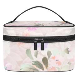 Stilvolle Kosmetiktasche – große Kapazität Make-up-Tasche für Damen und Mädchen – Ausflüge und Reisebedarf – ideal für Toilettenartikel Aufbewahrungsbox handbemalt Pfingstrose Blumenmuster, von JRHEJTFZ