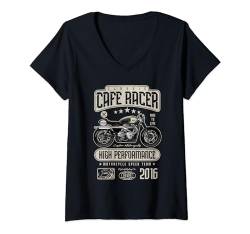 Damen Cafe Racer Motorrad Geburtstag Biker Jahrgang 2016 T-Shirt mit V-Ausschnitt von JRRTS Motorrad-Geburtstags-Designs