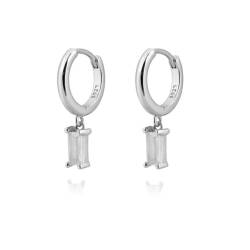 JRYXDS Dangle Drop Ohrringe 925 Sterling Silber Ohrringe für Frauen Mädchen Cubic Zirkonia Hoop Ohrringe Dangle Drop Ohrringe Rechteckiger AnhängerOhrringe von JRYXDS