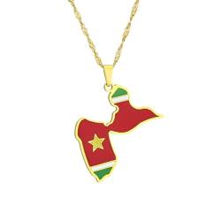 Geometrischer Ethnischer Stil Guadeloupe Karte Flagge Halskette Wasserwellenkette Hip Hop Halskette Charm Halskette Patriotische Halskette Trendy Schmuck Pullover Kette Schlüsselbeinkette,Gelb,50Cm von JRZEOCI