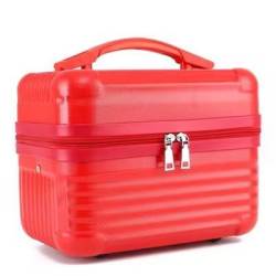 JRink Koffer Make-up Box mit 4 Ablagen Kinder Kosmetik Organizer Aufbewahrungsbox Beauty Case abschließbar Schloss mit Schlüsseln, Glitzer Gold, rot von JRink