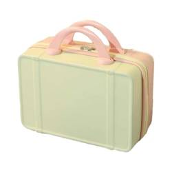 JRink Tolida Make-up-Reisetasche, Hartschale, Kosmetik-Organizer-Tasche mit Gummiband, tragbarer Mini-ABS-Tragekoffer, wasserdicht, abschließbar, Gelb / Pink von JRink