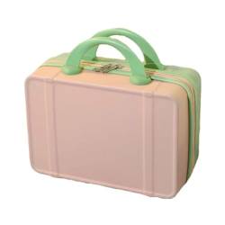 JRink Tolida Make-up-Reisetasche, Hartschale, Kosmetik-Organizer-Tasche mit Gummiband, tragbarer Mini-ABS-Tragekoffer, wasserdicht, abschließbar, pink/grün von JRink