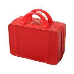 JRink Tolida Make-up-Reisetasche, Hartschale, Kosmetik-Organizer-Tasche mit Gummiband, tragbarer Mini-ABS-Tragekoffer, wasserdicht, abschließbar, rot von JRink
