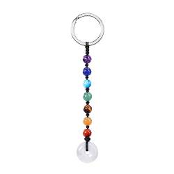 JSDDE Chakra Perlen Schlüsselanhänger mit Donut Anhänger Heilsteine Taschenanhänger Schlüsselanhänger Glücksbringer Schmuck (Bergkristall) von JSDDE