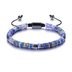 JSDDE Lapislazuli Armband Edelsteine Armband Geflochten einstellbar Perlenarmband Glücksbringer Geschenk für Valentinstag Muttertag Geburtstag von JSDDE