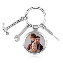 JSDDE Personalisierte Schlüsselanhänger mit Fotogravur Erkennungsmarke ID Tag Gravurplatte Schlüsselringe Charms Keychain Geschenk Idee zum Jubiläum Geburtstag Valentinstag (Runde (Werkzeug)) von JSDDE