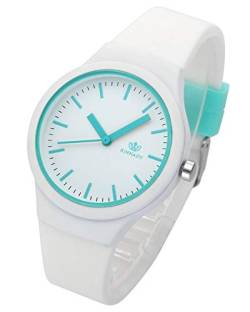 JSDDE Uhren Damenuhr Armanduhr Candy Farbe Silikonband Sportuhr Lässig Analog Quarzuhr Watchs für Frauen Mädchen Jungen (Weiß) von JSDDE