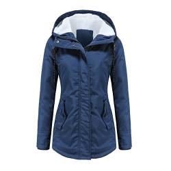 Damen Winter Jacke Parka Mantel Große Größen Longjacke Mit Kapuze Winterjacke Warme Damenmantel Herbst Winter Funktionsparka (Blau,L) von JSFN