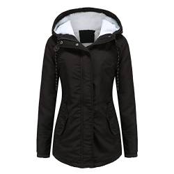 Damen Winter Jacke Parka Mantel Große Größen Longjacke Mit Kapuze Winterjacke Warme Damenmantel Herbst Winter Funktionsparka (Schwarz,3XL) von JSFN