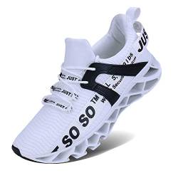 JSLEAP Laufende Schuhe der Männer, die athletische Mode-Tennisblatt-Turnschuhe Laufen Lassen (2 Weiß,Größe 47 EU/285 CN) von JSLEAP