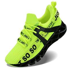 JSLEAP Schuhe Herren Laufschuhe Herre Damen Sportschuhe Straßenlaufschuhe Sneaker Joggingschuhe Turnschuhe Walkingschuhe Traillauf Fitness Schuhe (2 Leuchtendes Grün,Größe 46 EU/280 CN) von JSLEAP