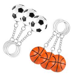 JSMTKJ 6 Stück 3D Mini Basketball Schlüsselanhänger, Fußball Schlüsselanhänger, Basketball Schlüsselring Mitbringsel für Kinder Geburtstag Weihnachten Gastgeschenk von JSMTKJ