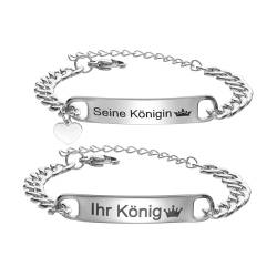 JSNOM Partnerarmbänder Geschenk Pärchen Armband: Paare Partner Armbänder Silber Edelstahl mit Ich Liebe Dich, Geschenke für Geburtstag Hochzeit Weihnachten Valentinstag für Herren Damen (ILY) (C) von JSNOM