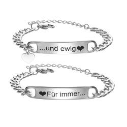 JSNOM Partnerarmbänder Geschenk Pärchen Armband: Paare Partner Armbänder Silber Edelstahl mit Ich Liebe Dich, Geschenke für Geburtstag Hochzeit Weihnachten Valentinstag für Herren Damen (ILY) (B) von JSNOM