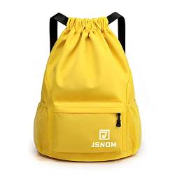 JSNOM Turnbeutel Kordelzug Wasserdicht Sportbeutel: Beutel Rucksack Groß mit Reißverschluß Innentasche Gymsack Gym Bag für Damen Herren von JSNOM