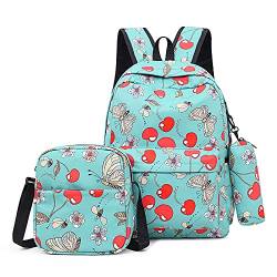 Schulrucksack mit Federmäppchen und kleiner Umhängetasche, Laptop-Rucksack, Reisetasche für Teenager, Mädchen, Kinderrucksäcke, Rot, rot von ＪＳＳＥＶＮ