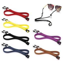 JSUOEO 6 Stück Brillenband, Einstellbarer Brillenkordel Brillenbänder für Damen Herren Brillenkette Verstellbar Brillenschnur in der Größe für Sport Brillen und Sonnenbrillen (6 Farben) von JSUOEO