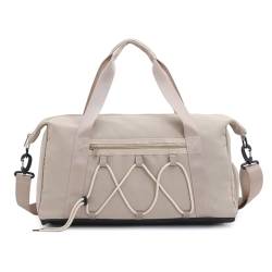 JTBDWOSK Sporttasche mit Schuhfach und Nassfach Reisetasche Wasserdicht Damen Schwimmtasche Trainingstasche Fitnesstasche Handgepäck Tasche Weekender Gym Duffle Bag,Beige von JTBDWOSK